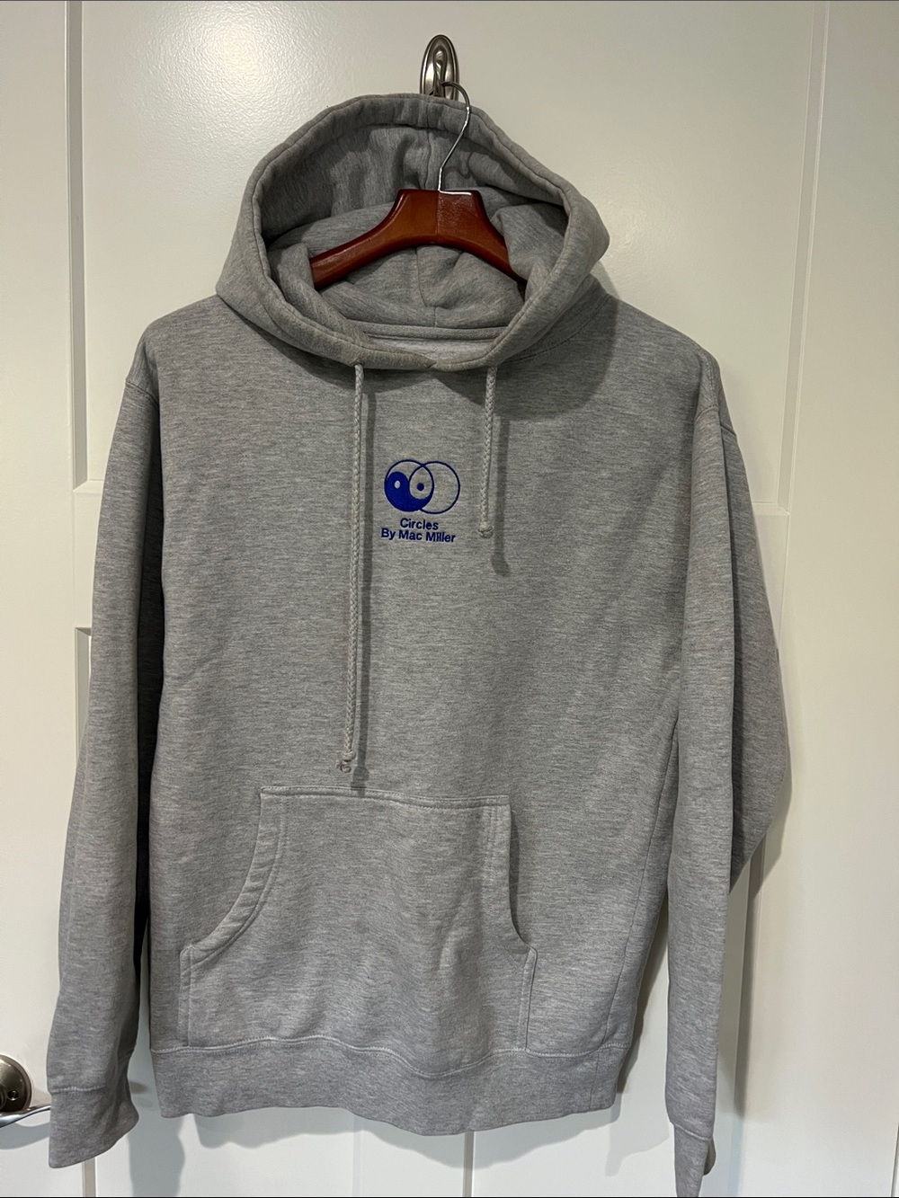 Mac Miller Circles Merch Gray Hooded Sweatshirt with embroidery Sz S